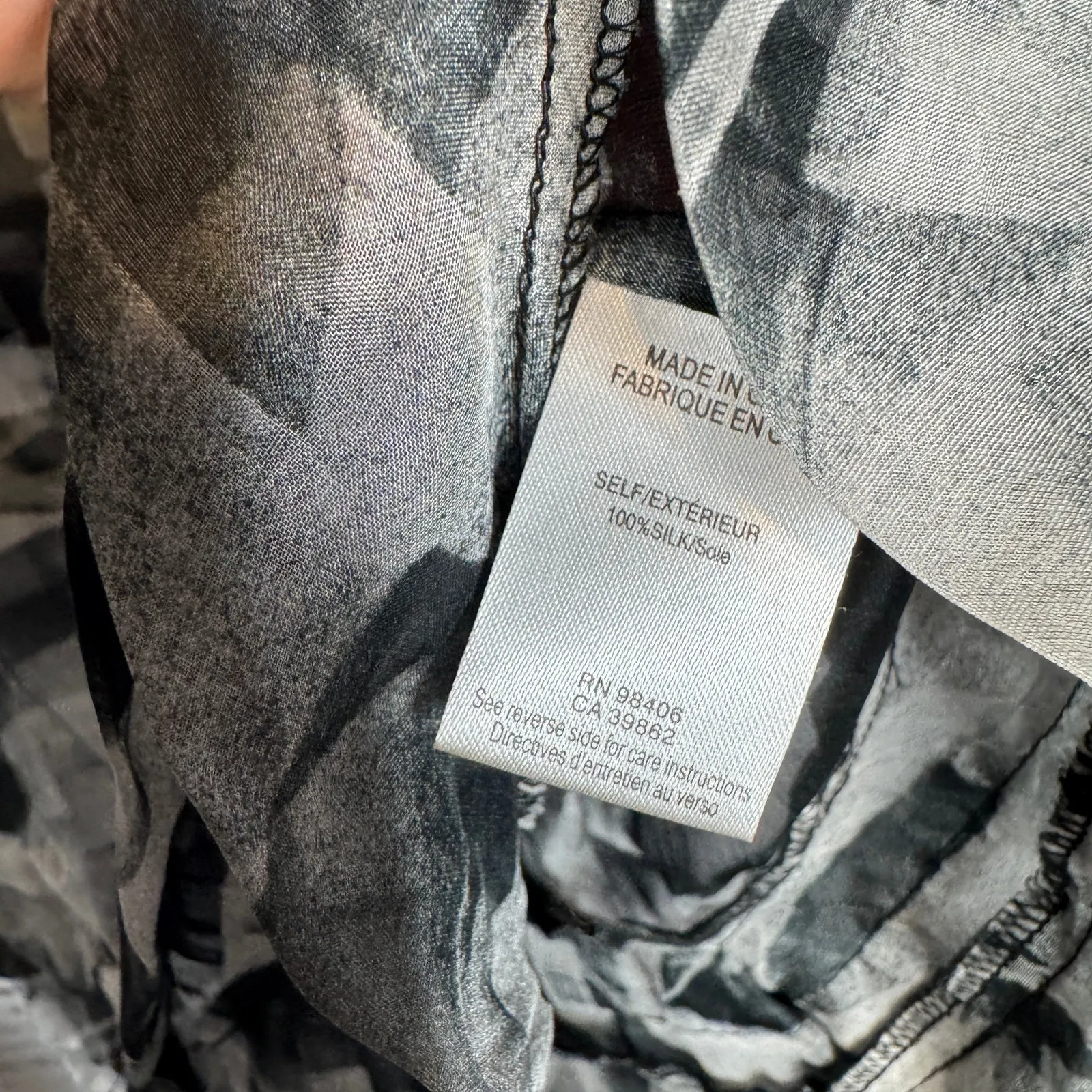 Theory ‘Masida’ Silk Cubist Plaid Blouse Button Abstract Small - Image 3