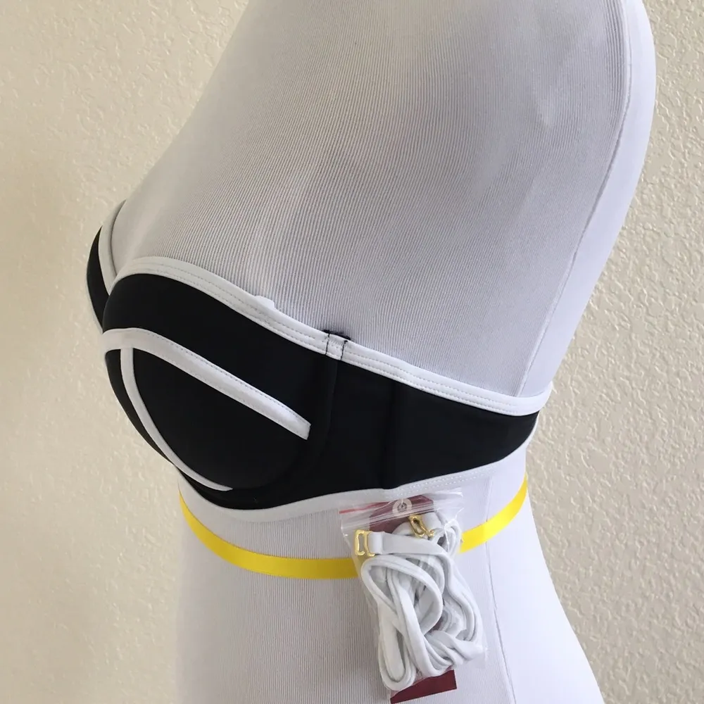 Arizona Black & White Retro Push Up Halter Bikini - Image 2