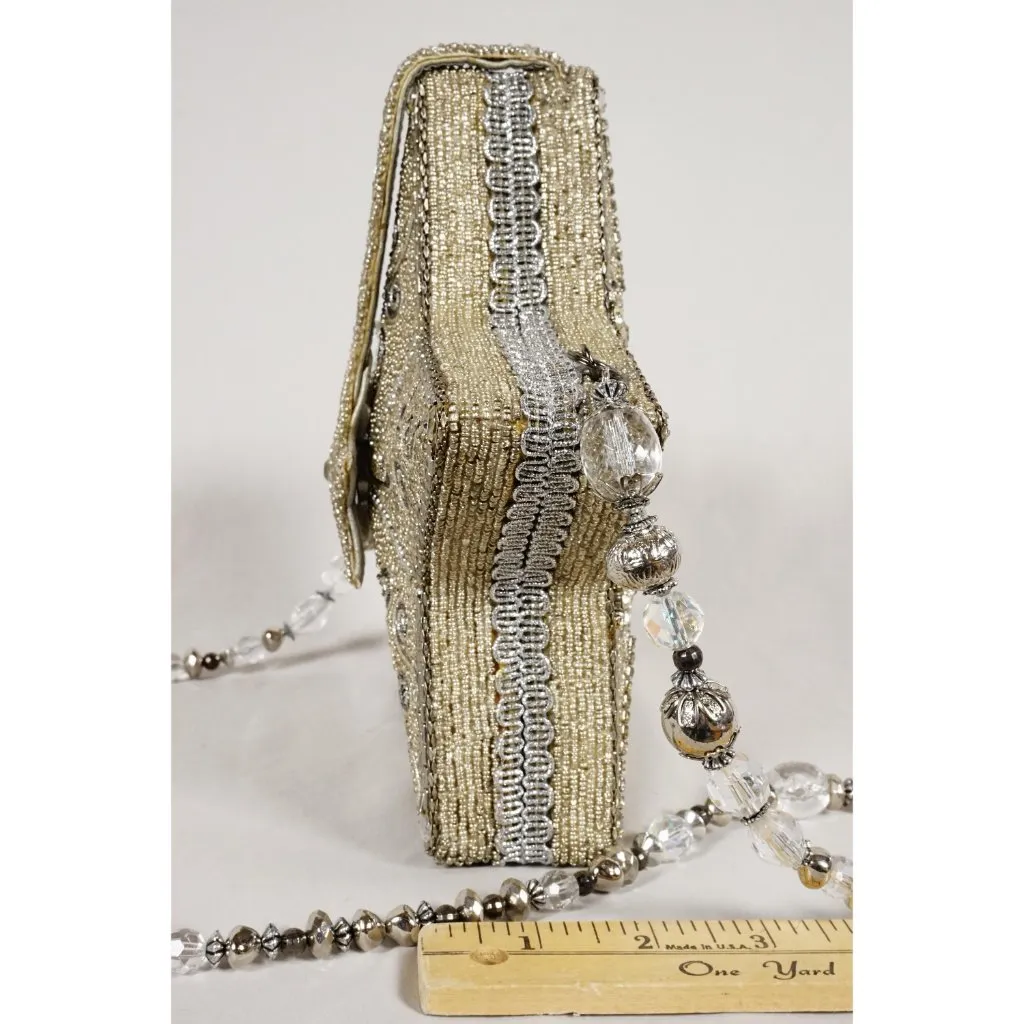 RARE Mary Frances Super Star Silver Gold Beaded Holiday Purse Handbag NEW!! - Image 3
