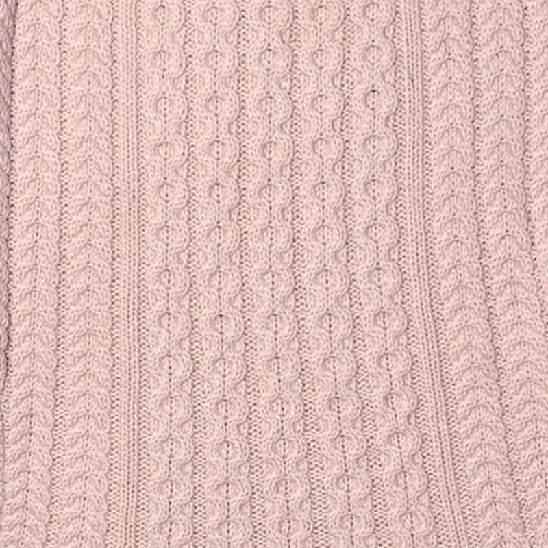 Vintage 80’s STUDIO Pink Cable Knit Pearl Embellished Wool Sweater Size Medium - Image 9