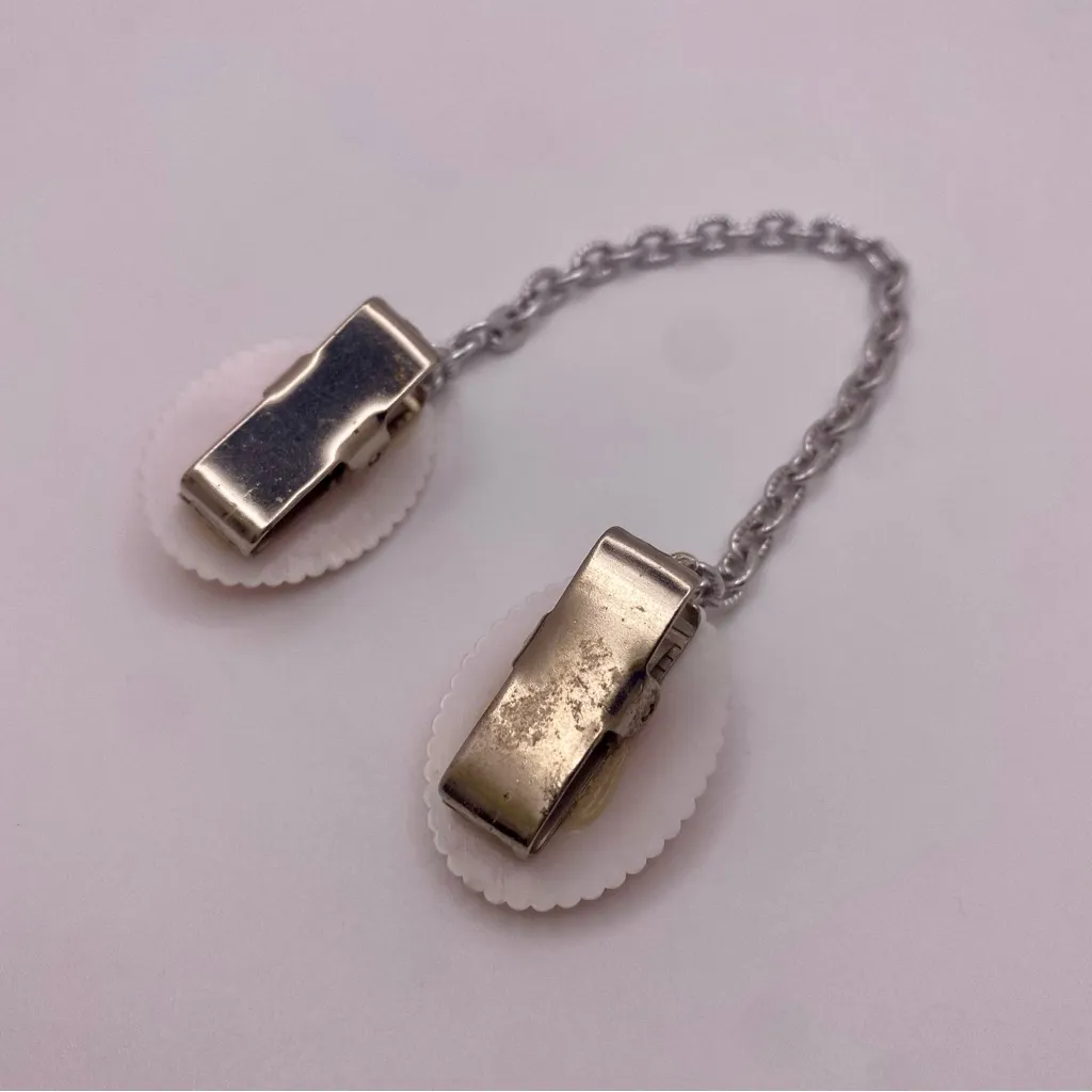 Vintage Floral Cardigan Clip Sweater Guard –Pink Flowers & Pearl Accent Pink - Image 3