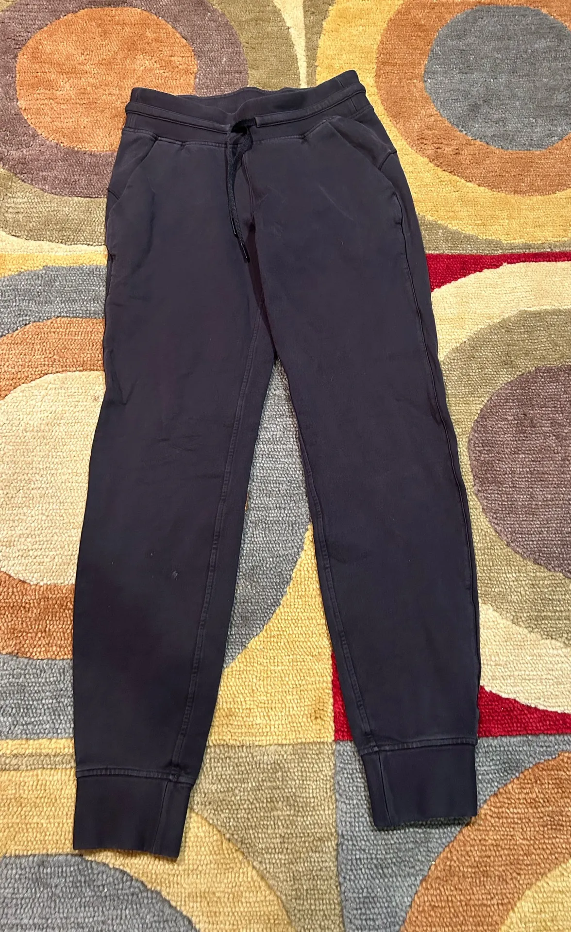 Lululemon Warm Down Jogger Pants 28” Joggers Black Cotton Terry Mid Rise Size 4 - Image 1
