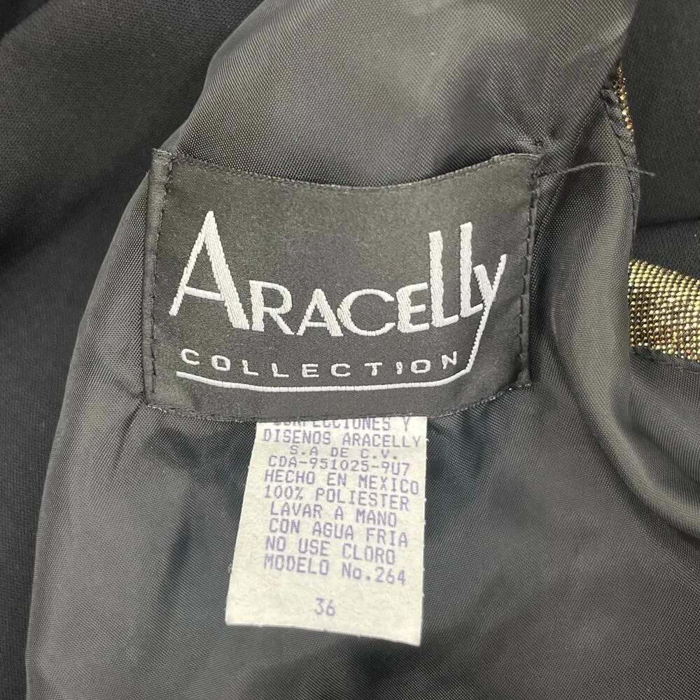 VINTAGE Dress Size 36 ARACELLY COLLECTION Witchy Goth Whimsy Corset Gold Black - Image 3