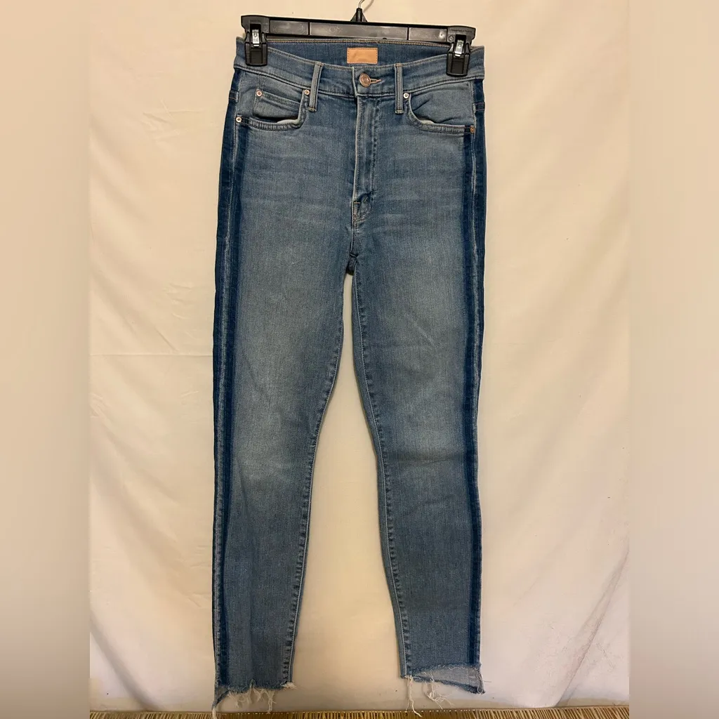 MOTHER The Stunner Zip Ankle‎ Step Fray in Light Kitty Racer Size 24 Blue - Image 2