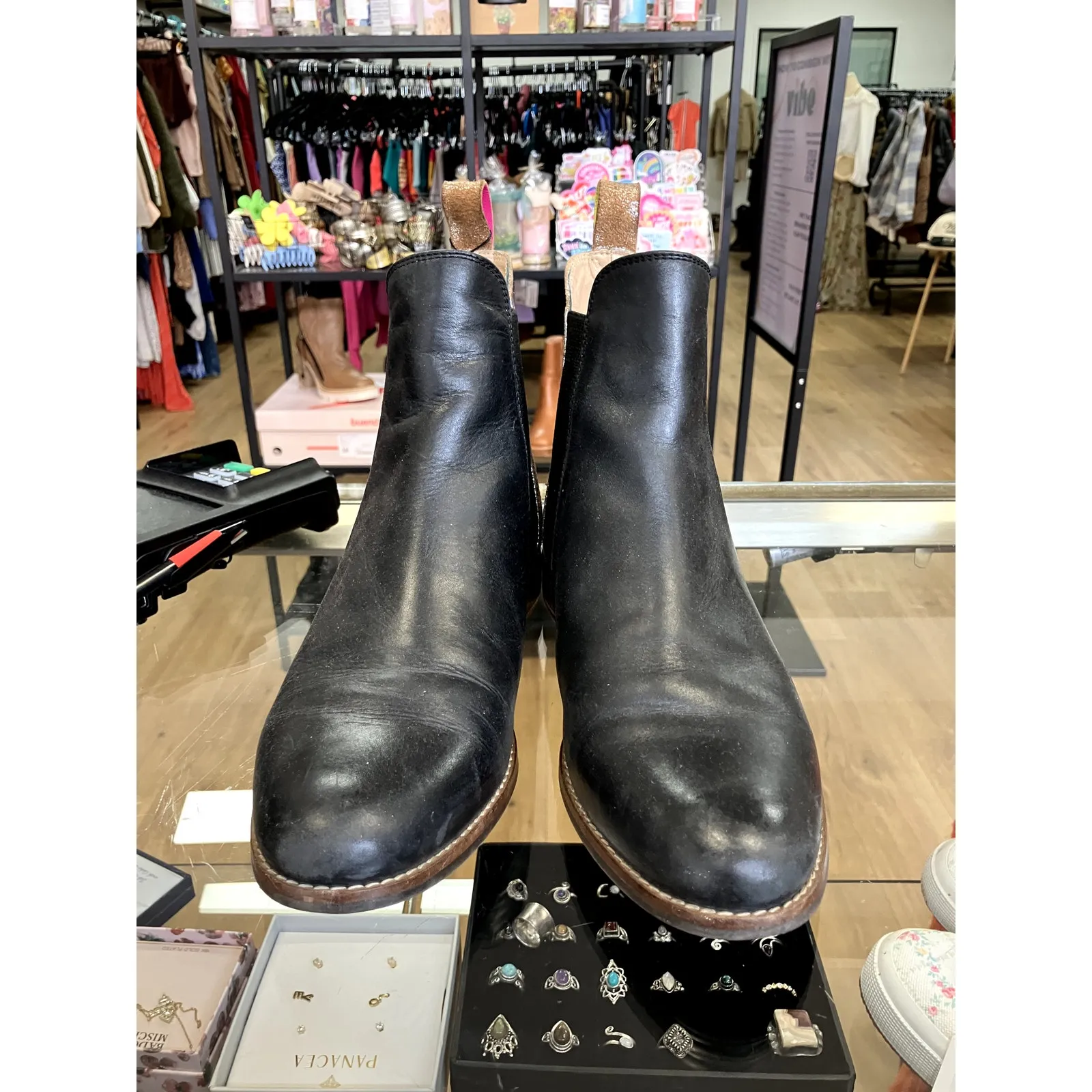 Joules Black and Bronze Chelsea Leather Ankle Boots Size 10 - Image 3