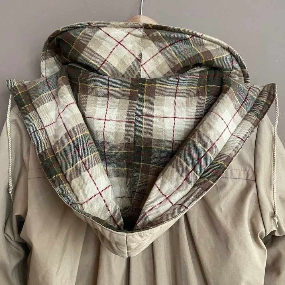 Vintage Eddie Bauer Flannel Lined Insulated Trench‎ Coat in Tan Size Small - Image 6