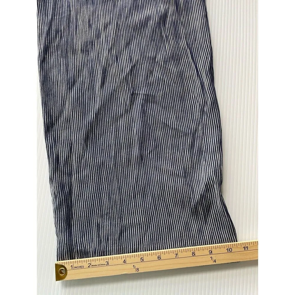 Eileen Fisher? Cotton Linen Wide Leg Pants Women's 12 Stripe Blue Made In Canada - Image 3