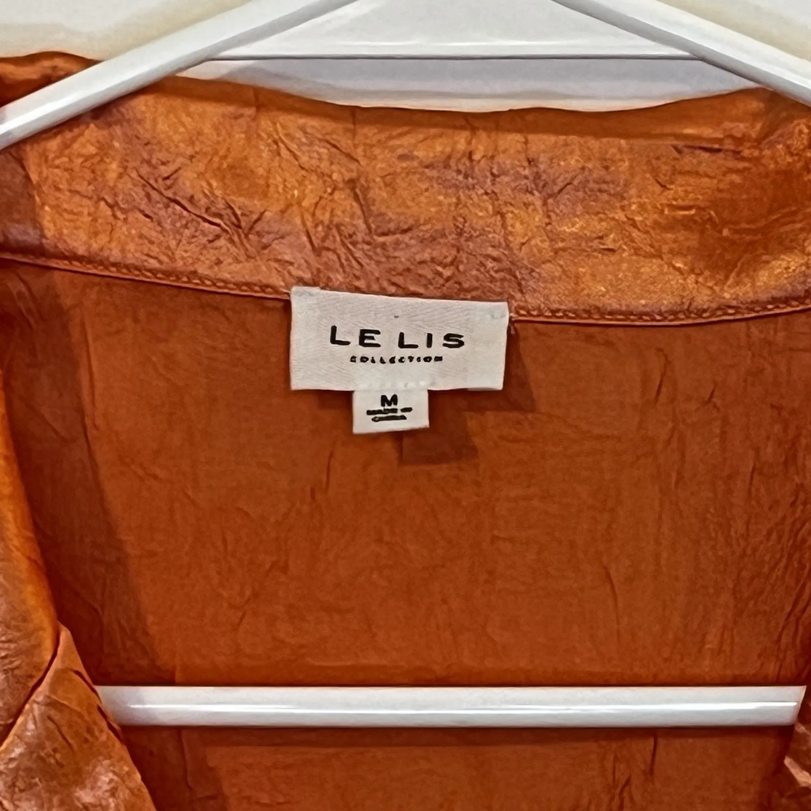 Le Lis Women's 100% Button down Blouse Size Large Colorful Silk Like Lightweight - Image 8