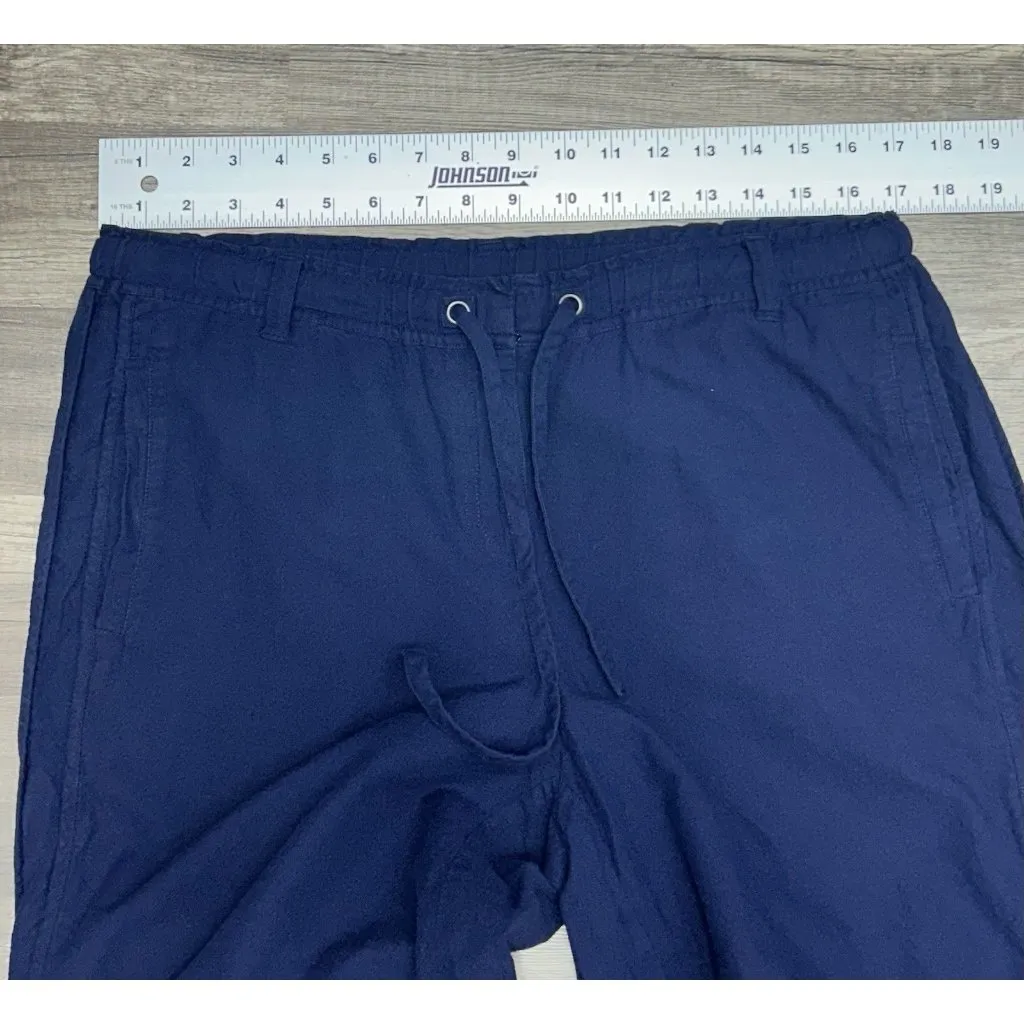 Eileen Fisher Organic Cotton Capri Pants Medium Navy Pull On Wide Leg Casual - Image 6