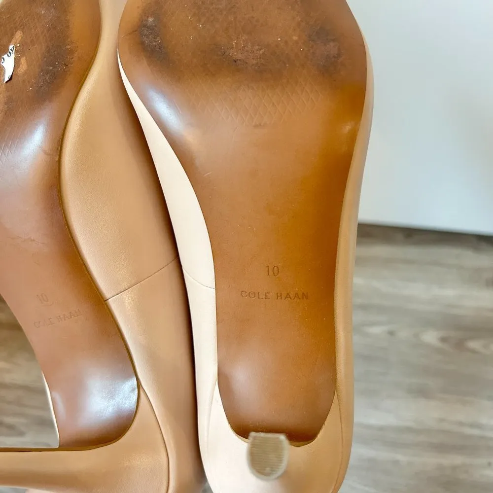 Cole Haan Women's Harlow Open Toe Pump Patent Leather Nude Size 10 - Image 9