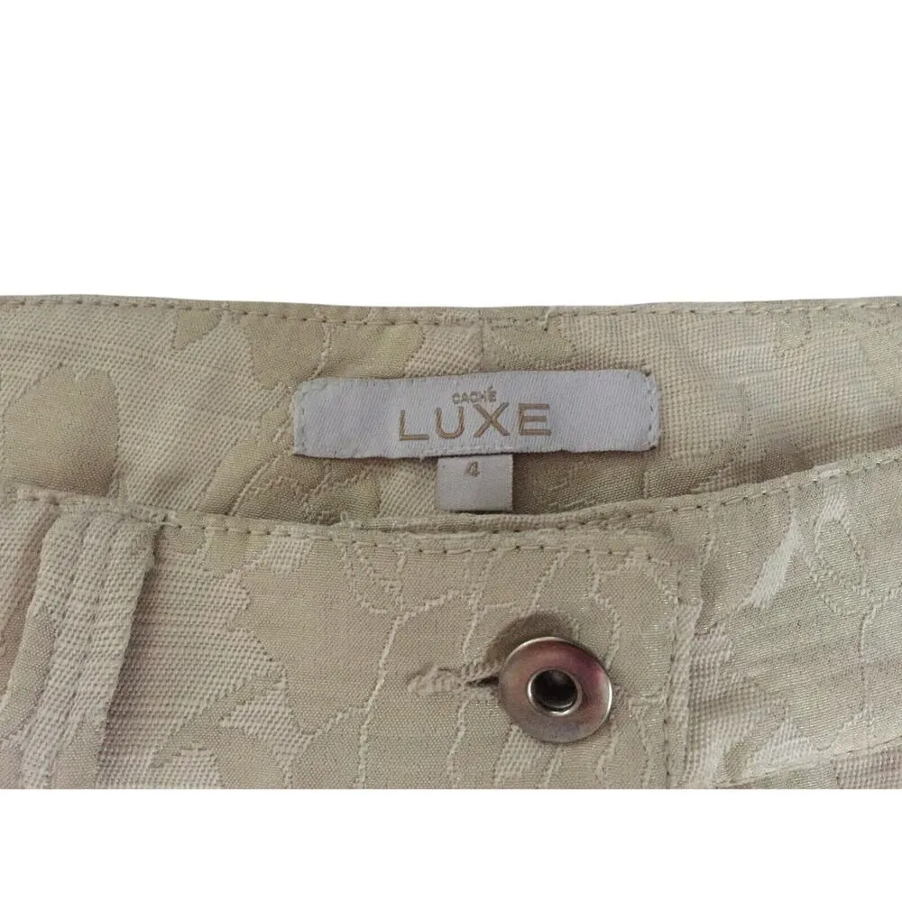 Cache Luxe Gold Metallic Jacquard Banded Bottom Skirt Textured New $158 NWT - Image 5