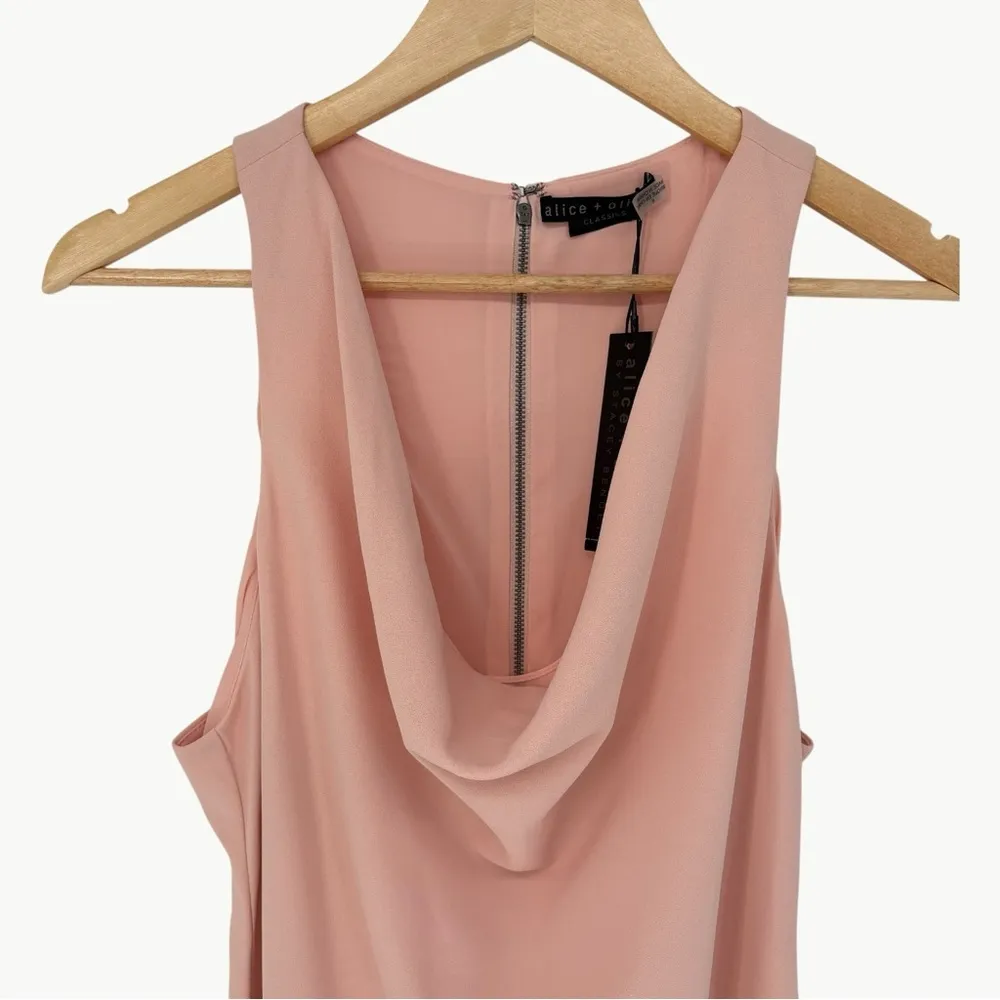 NWT Alice + Olivia Harmony Cowl Neck Racer Back Mini Dress | Sz 8 | Blush Pink - Image 11