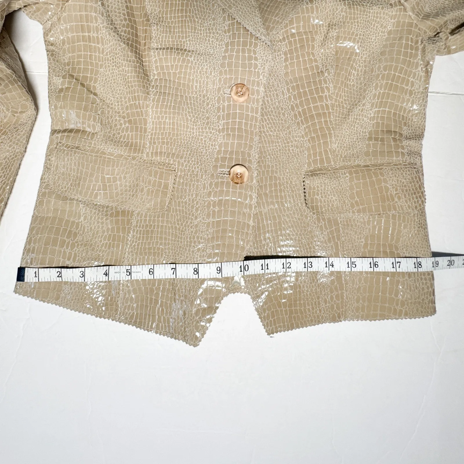 In Suede Croc Embossed Glossy Leather Blazer Vintage Large - Image 16