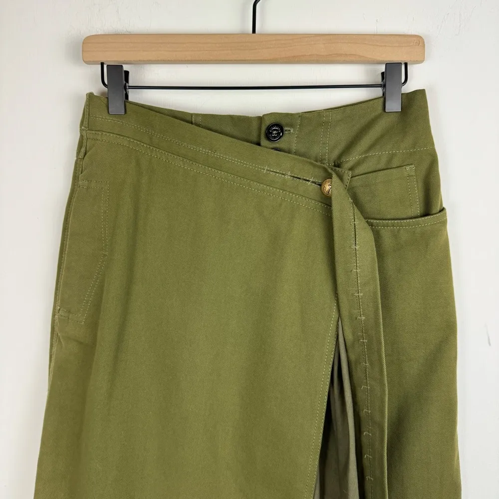 NWT ZARA SRPLS Military Wrap Layered Midi Skirt Sz XS Green - Image 5