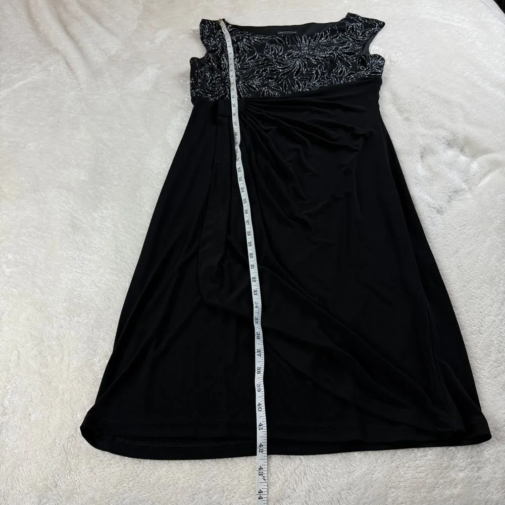 Connected Apparel Embellished Faux Wrap Dress Women 12 Black Sleeveless Cocktail - Image 14