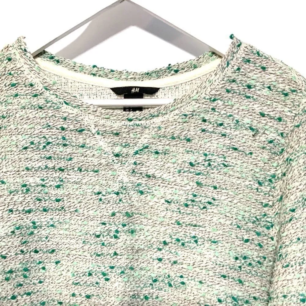H&M green cream speckled sweater small - Image 3