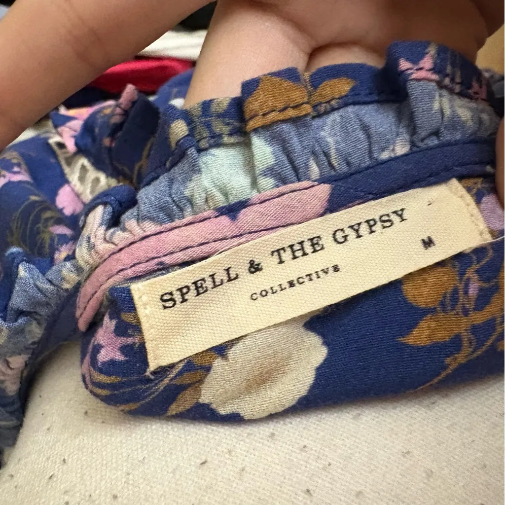 SPELL & THE GYPSY Collective Wild Bloom Midi Dress Navy Floral Print Size Medium Blue - Image 10