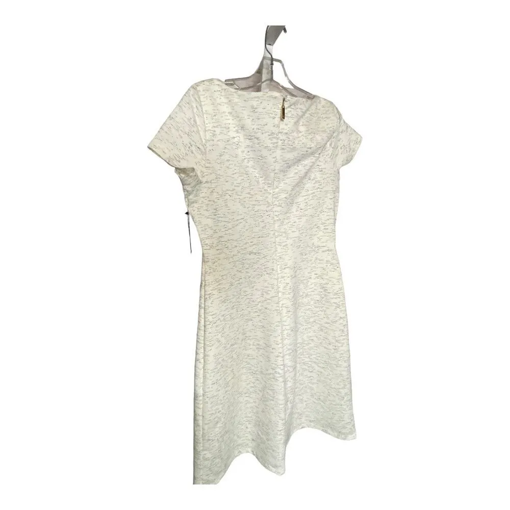 Ivanka Trump Women's Size 10 Mini Dress Heather Cream Zip Up Short Sleeve NWT - Image 2
