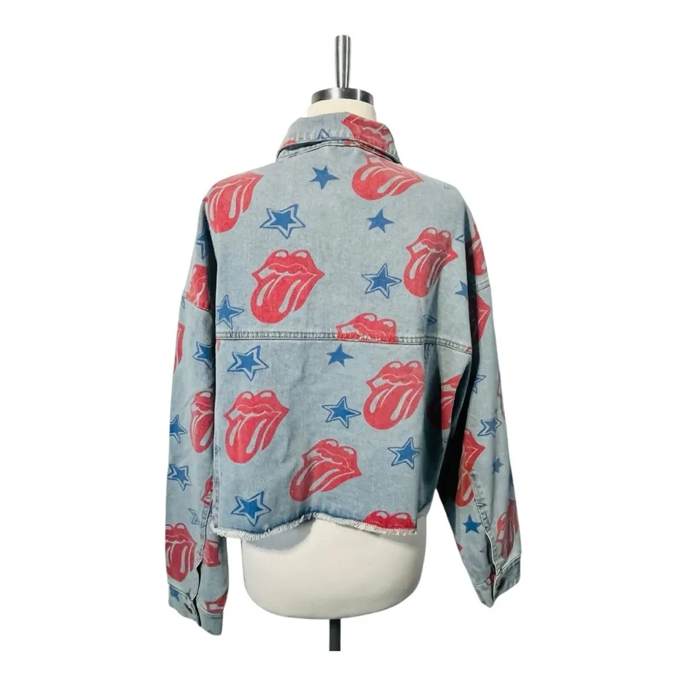 Fantastic Fawn  The Rolling Stones Stars & Tongue Graphic Jacket Size Small NWT - Image 7