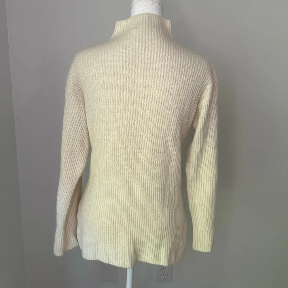 Everlane ivory knit mockneck long sleeve cashmere sweater size S - Image 5