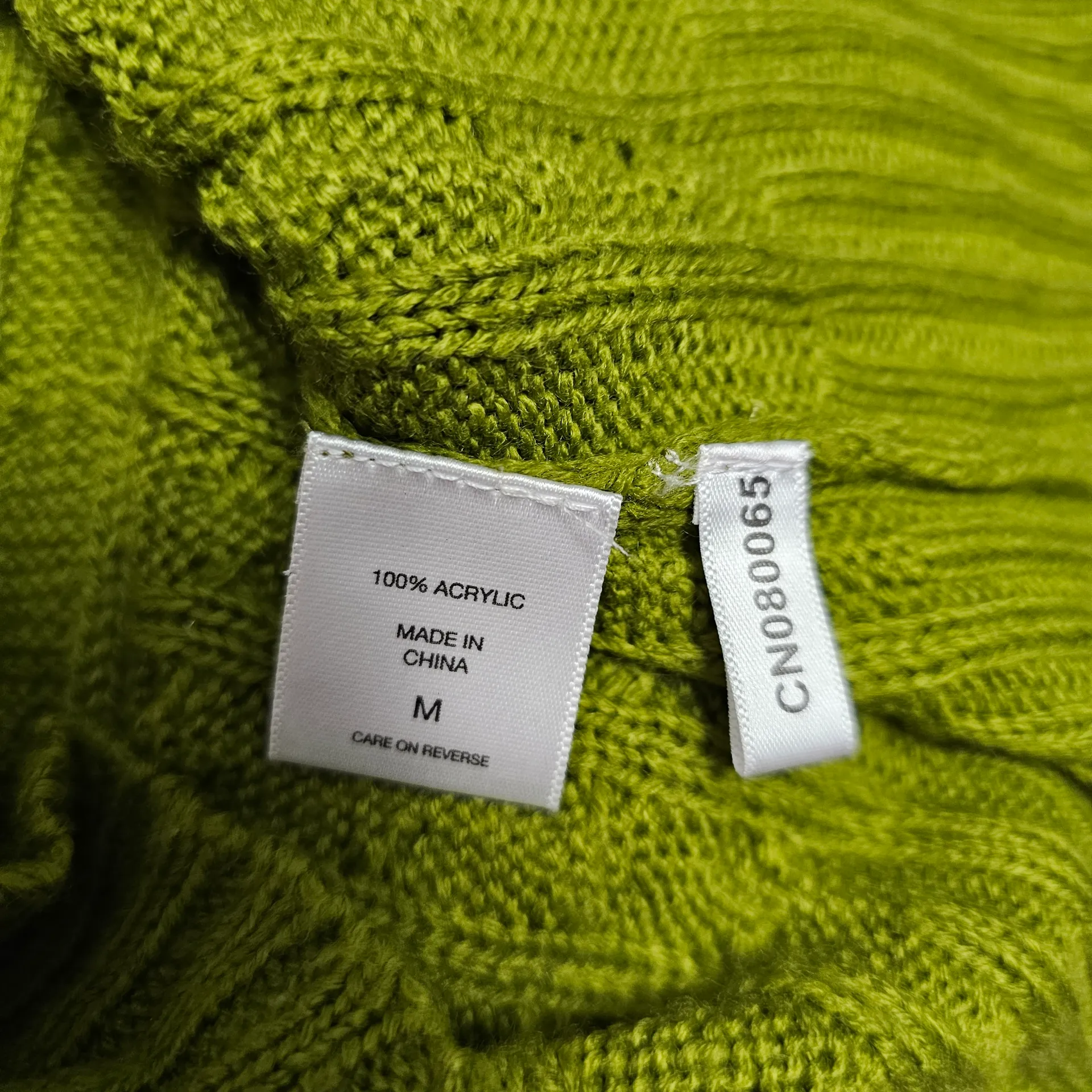 Talbots Lime Green Cable Knit Turtleneck Sweater Medium Preppy Wardrobe Staple - Image 7