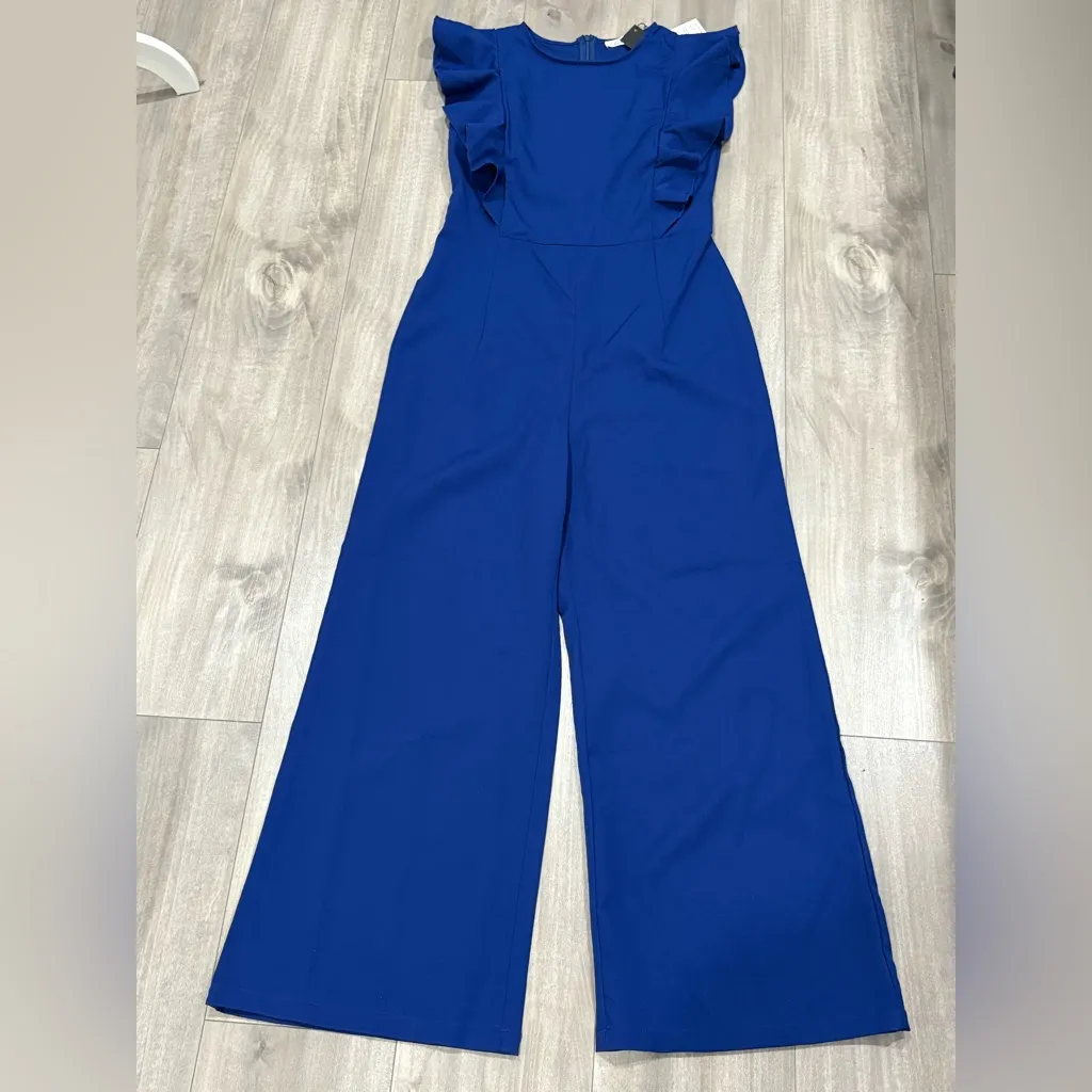 🆕 Auxo Chic Royal Blue Ruffle Jumpsuit Size M Size M - Image 5
