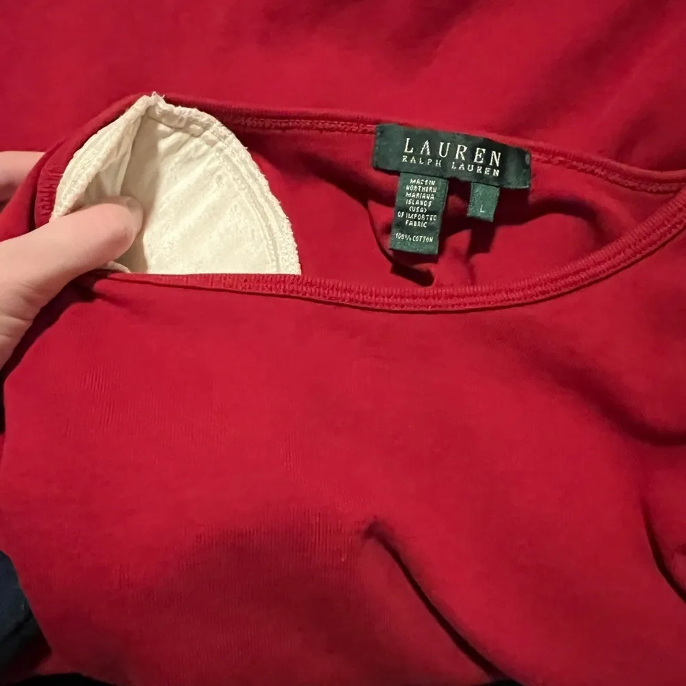 Lauren Ralph Lauren Top Women Extra Large Burgundy shirt With Shoulder Pads Red - Image 2