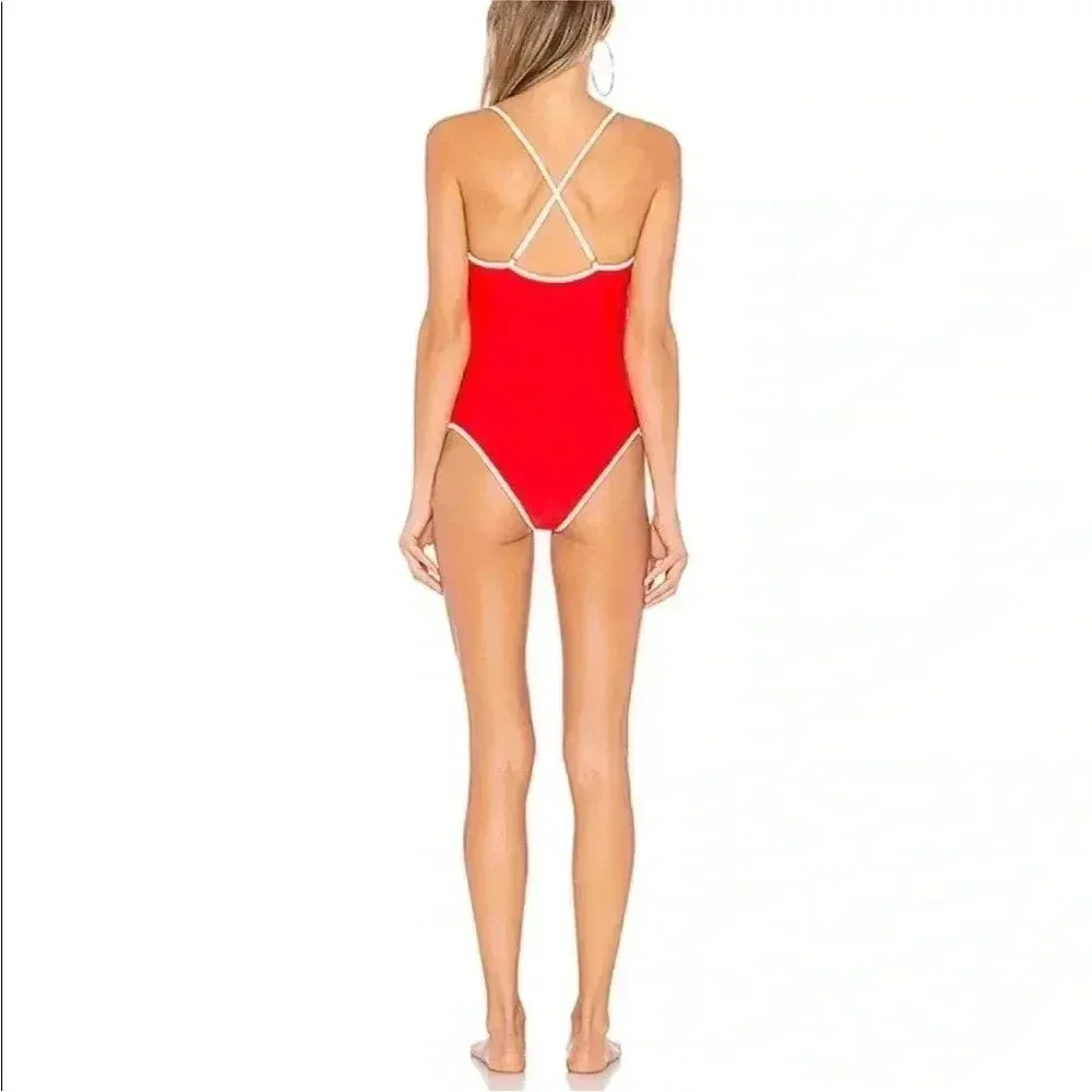 Lovers + Friends Red Chica One Piece Swimsuit Sz S - Image 3