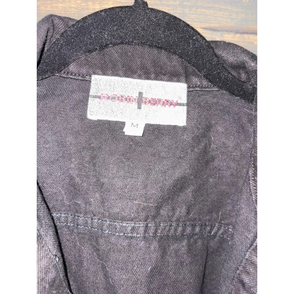 Robin Berry Embellished Denim Jacket Black‎ Jean Jacket Vintage Medium Black - Image 5