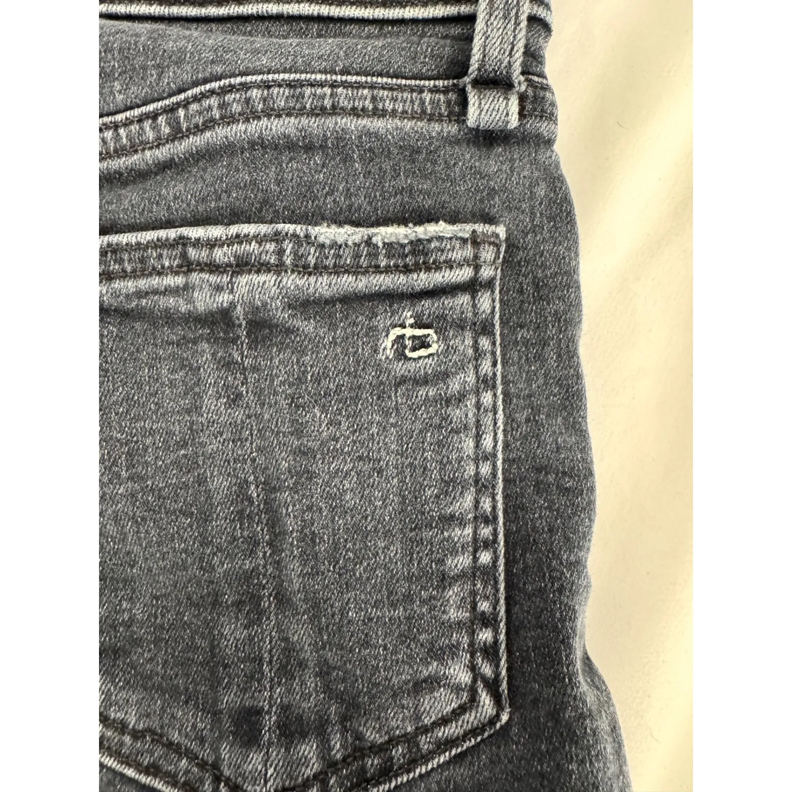 Rag & Bone Ripped Knee High Rise Skinny Jeans Distressed Black Wash Size 24‎ - Image 7