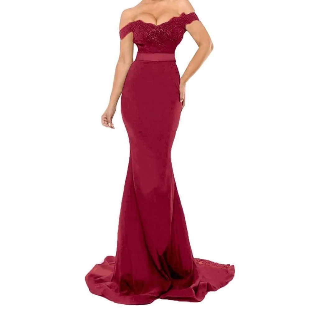 Women’s Deep Red Full Length Prom Party Formal Dress with Small Train Size 4 NWT Red - Image 10