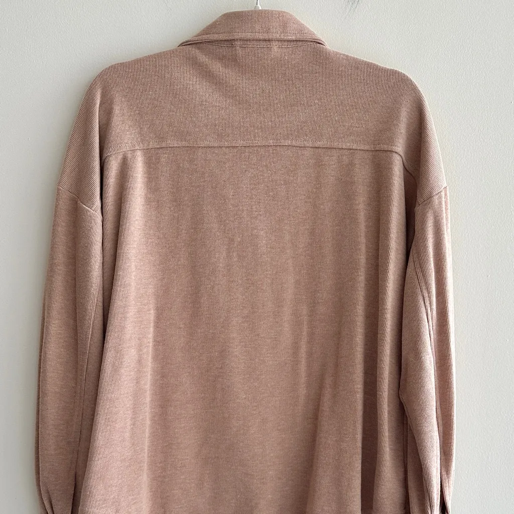 Hippie Rose Ribbed Corduroy Blush Pink Shirt Jacket, Casual Shacket, Size Medium - Image 13