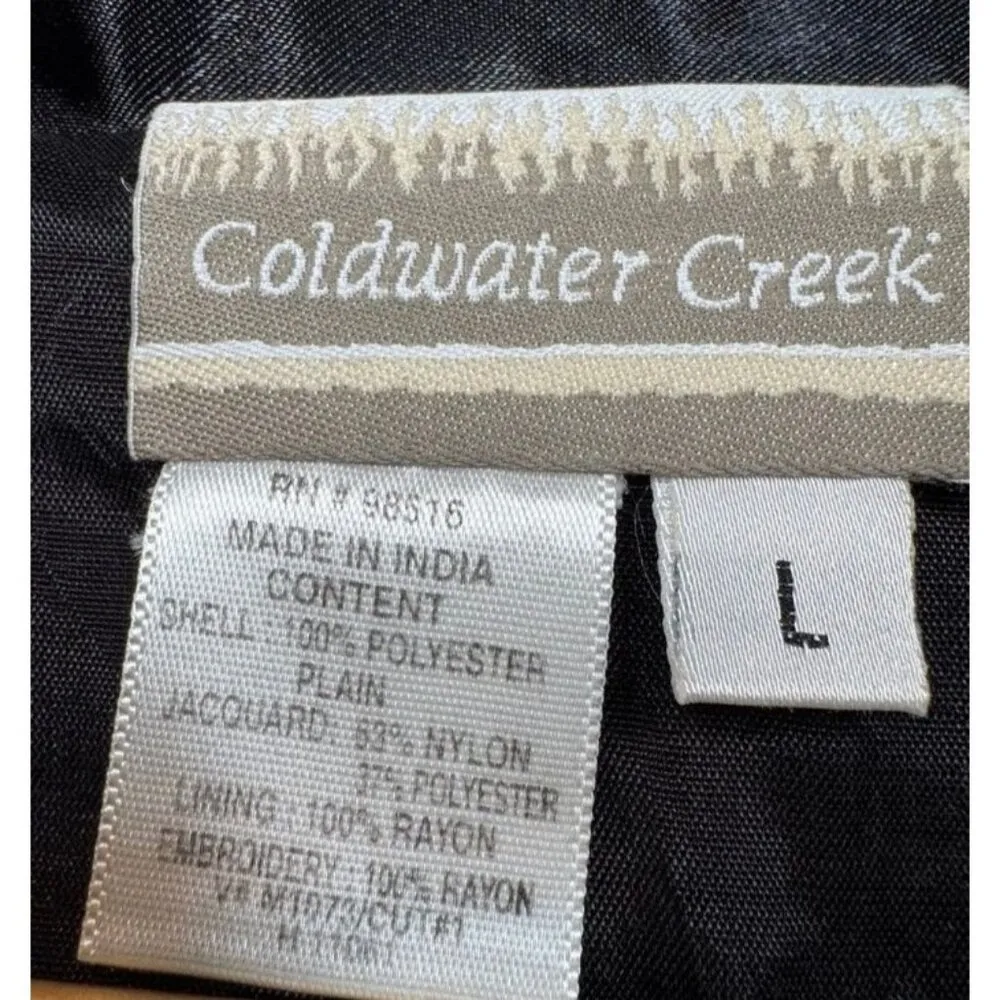 Coldwater Creek Satin Patchwork Jacket Asian Floral Art to Wear Top Womens L Vtg - Image 6