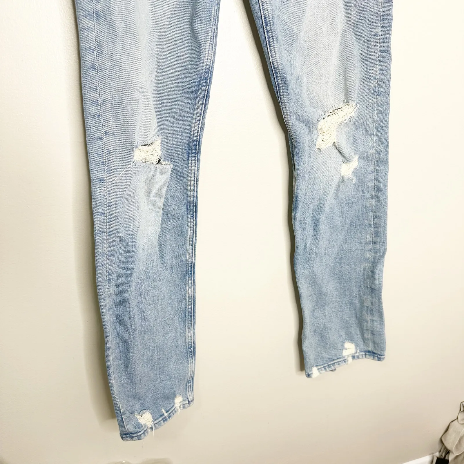 MOTHER SUPERIOR High Waisted Rider Skimp Confession Distressed Straight Jeans 27 Blue - Image 6