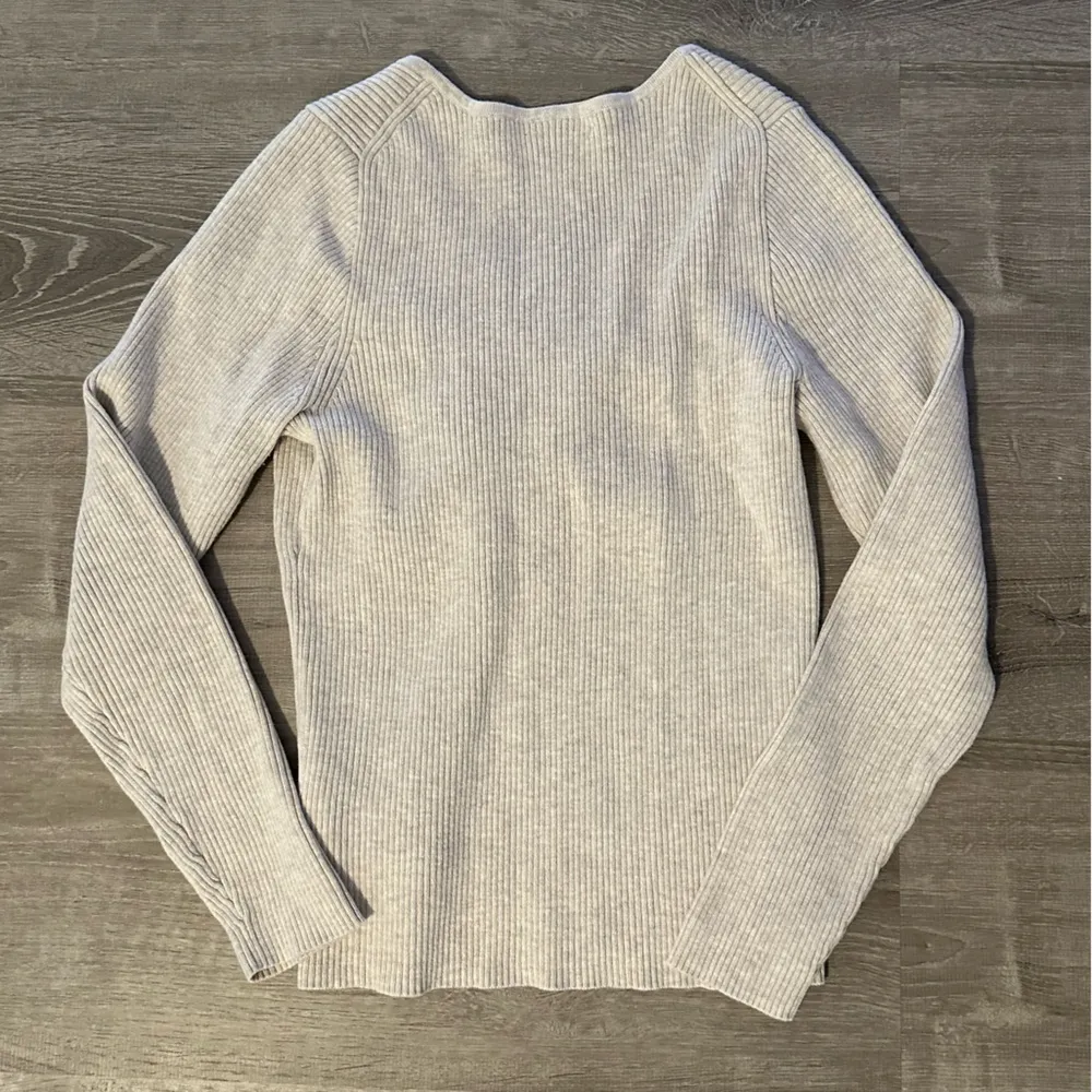 Madewell Women’s Ibiza V Neck Cinch Front Slim Long Sleeve Ribbed Pullover Sz XL - Image 12