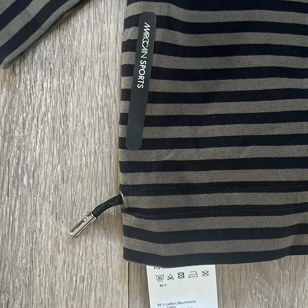 Marc Cain Women’s Stripe Waist tie Top Casual Striped Shirt Khaki/black Size XL Black - Image 14