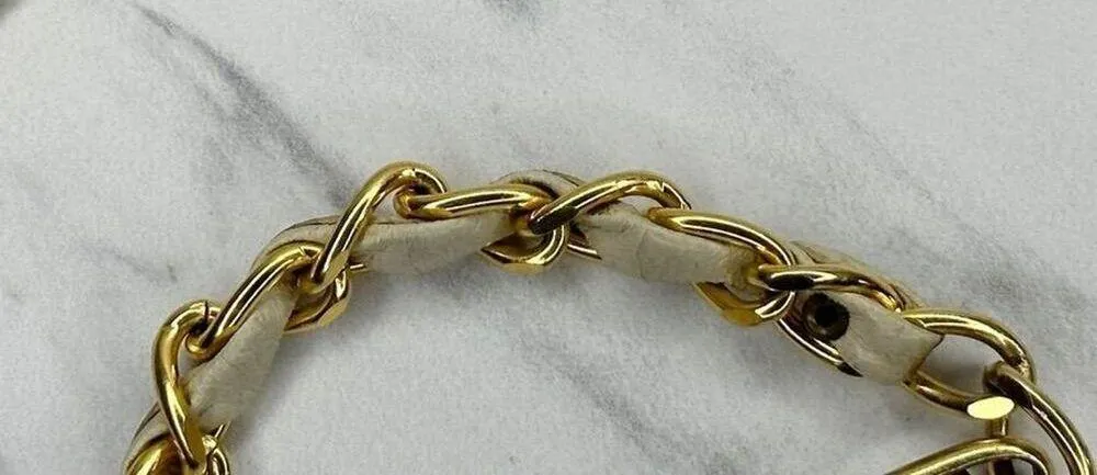 Faux Leather Woven Gold Chain Belt Double Hook Y2K Style Extra Small/Small ✨ - Image 5