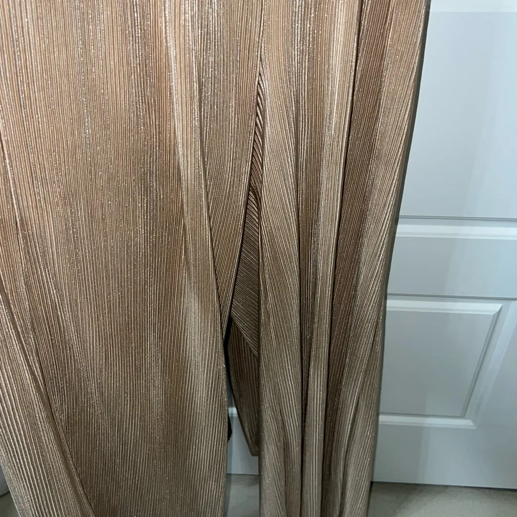 Elegant Champagne Halter Jumpsuit Tan - Image 3