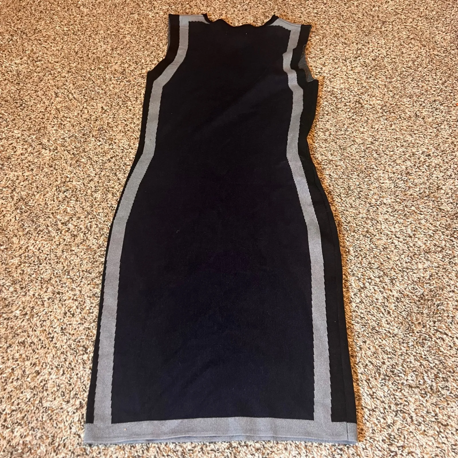 MSSP Knit Dress Sleeveless‎ Sheath Bodycon Career Party Black Gray S - Image 5