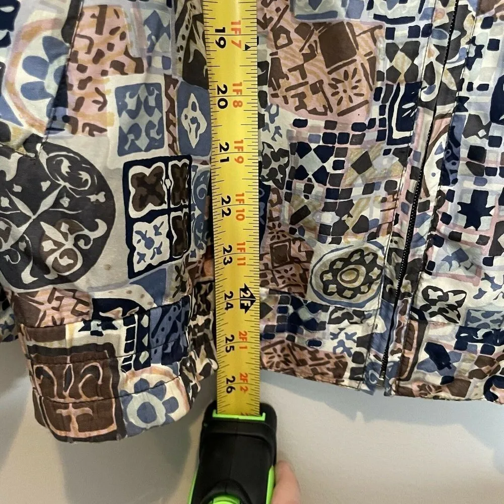 Vintage Womens 100% Silk Floral Patchwork Bomber Jacket Size Small Tan - Image 6