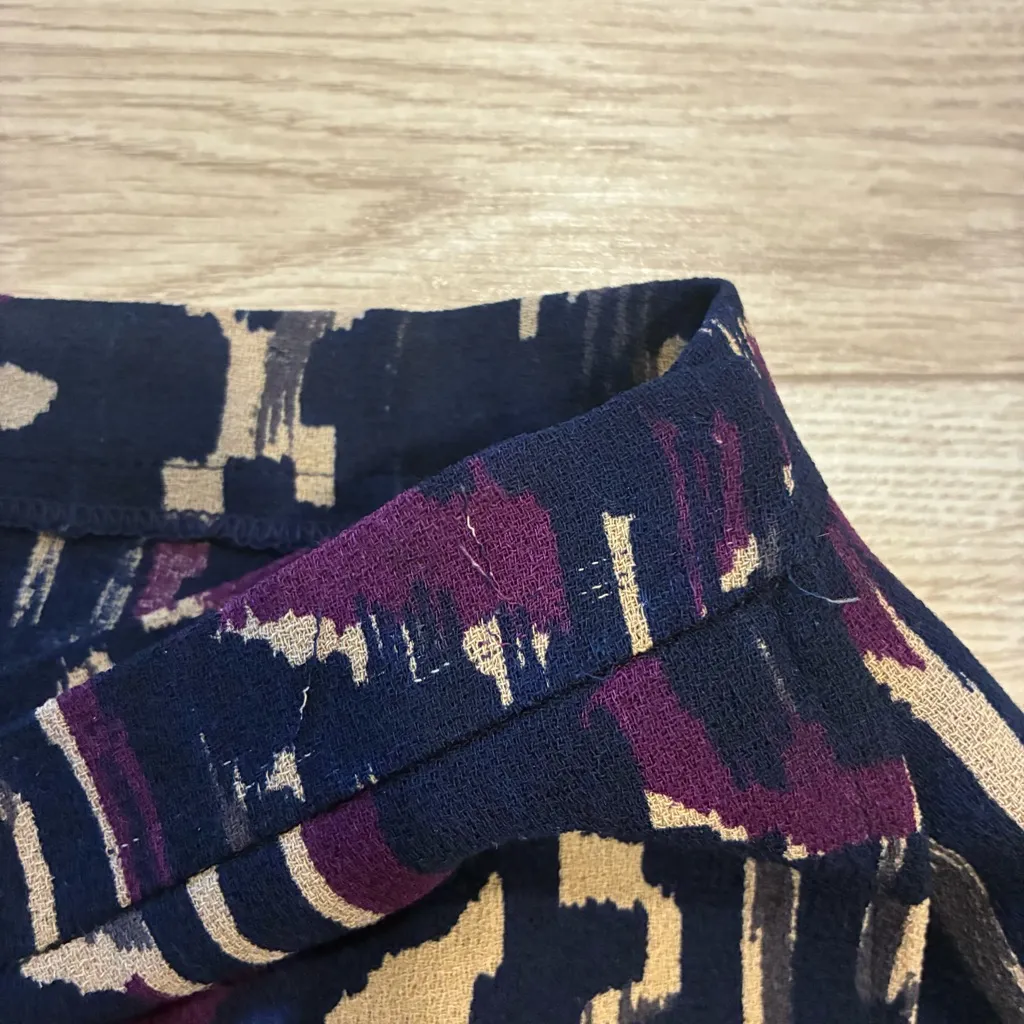 Vintage Yves Saint Laurent Ikat Aztec Wool Wrap Midi Skirt Size 42/XS *READ Purple - Image 9