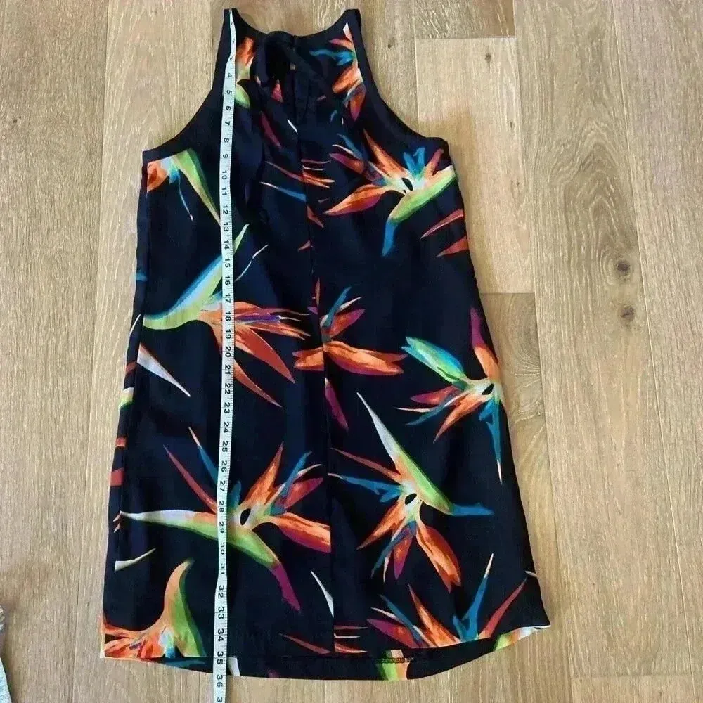 Worthington Tropical‎ Dress Size 6 Black Colorful Halter Cocktail Floral Resort - Image 7