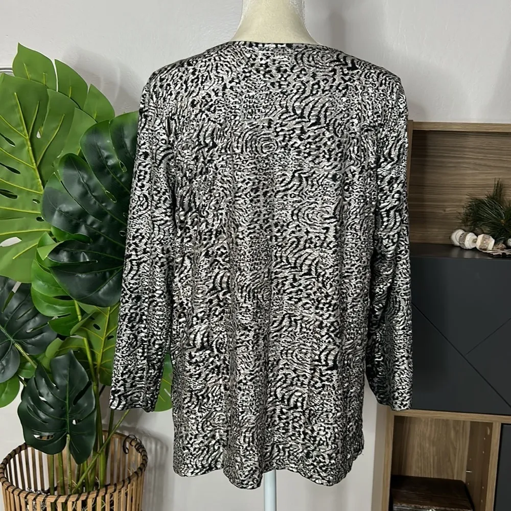 Lauren lee • vintage funky 80’s printed blouse Silver Size M - Image 2