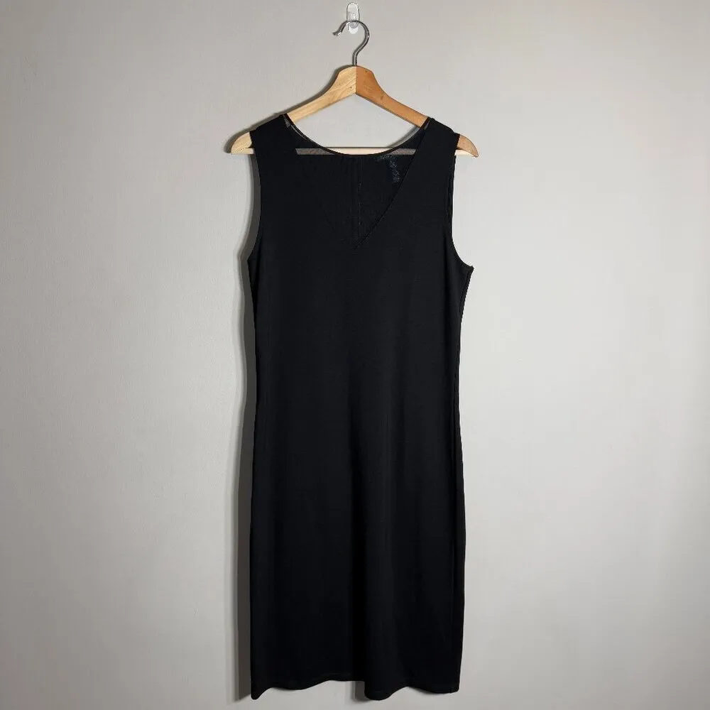 Lauren Ralph Lauren Sleeveless Mesh V-Neck Cocktail Dress Women's Medium Black - Image 3
