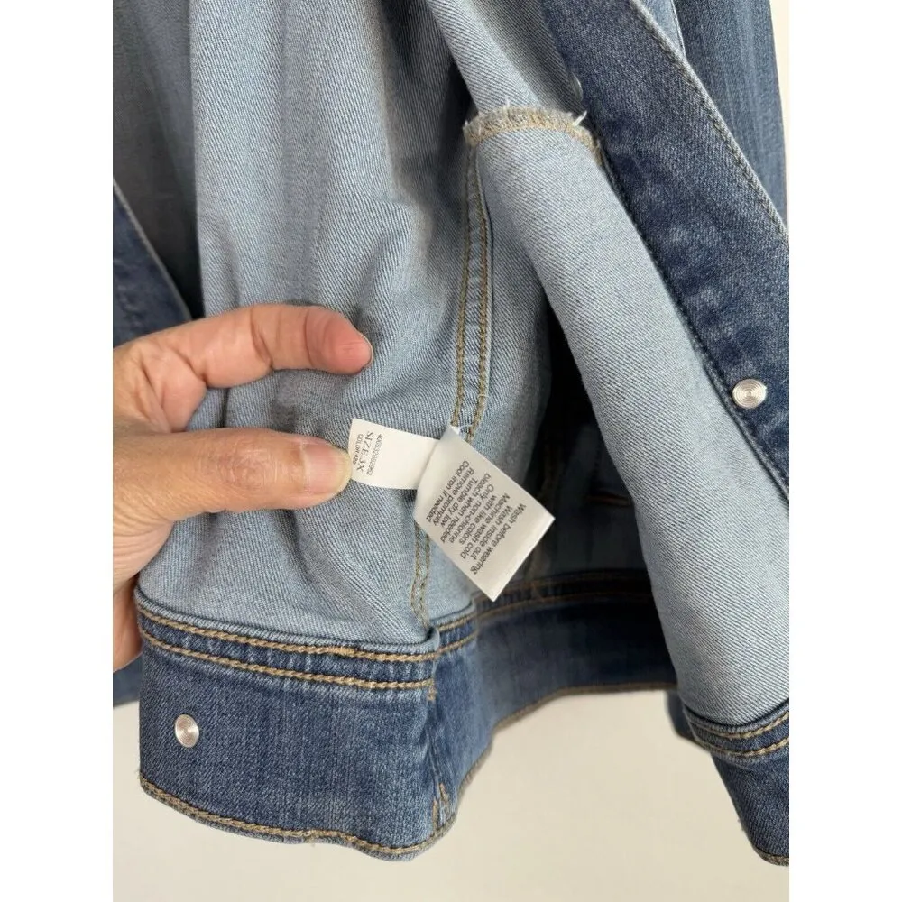 Evri Womens Denim Jacket Size 3X Blue Long Sleeves Pockets Casual Chic Neutral - Image 8