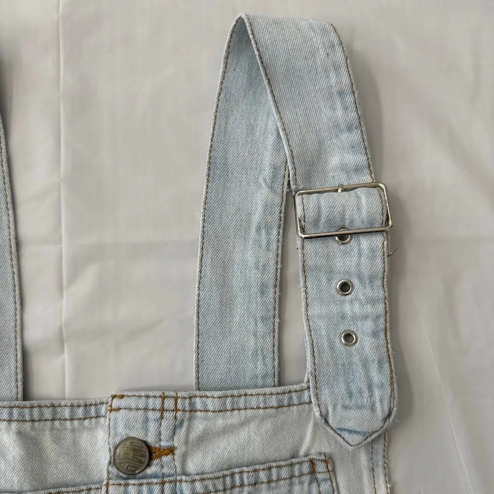 vintage 80s Gitano Pleated Front, scoop pockets Overalls Shorts Jean size small Blue - Image 7