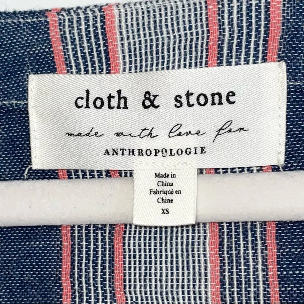 Anthropologie Cloth & Stone Chambray Striped
Cotton Classic Blouse - XS - Image 6