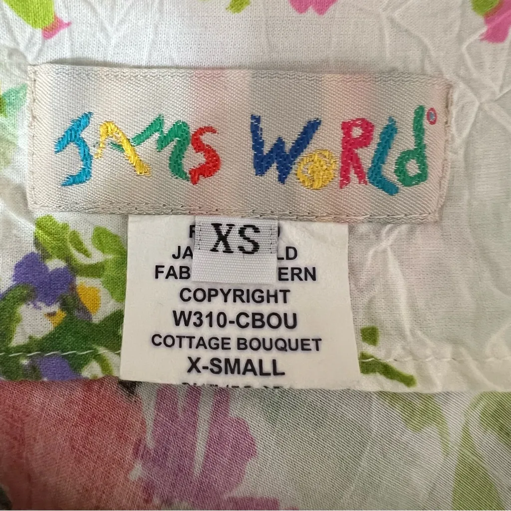 JAMS WORLD Cottage Bouquet Floral Asymmetrical Resort Midi Dress Sz XS Hawaii - Image 8