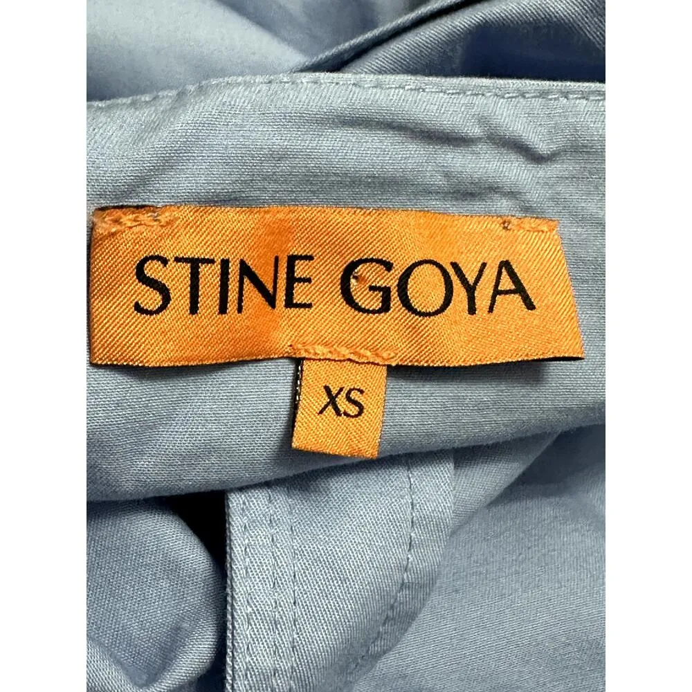 Stine Goya Stina Midi Dress Wide Straps Rhinestone Buttons Blue Women's XS NWOT - Image 8