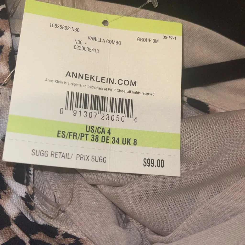 Anne Klein Leopard Print knee length Dress black and tan woman’s size 4 NWT - Image 6